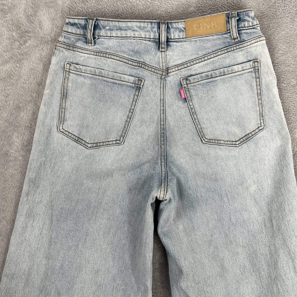 Baggy Pink Victorias Secret Wide Leg Jeans 12 Light Wash Blue Womens Denim - Picture 10 of 13